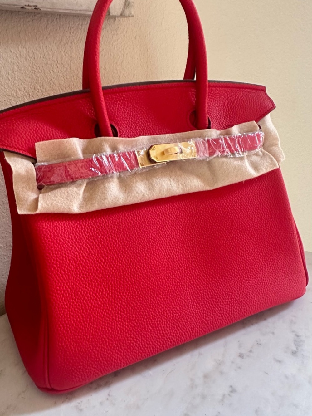 Genuine Leather Satchel Structured Top-Handle Bag BK30 with Gold Hardware